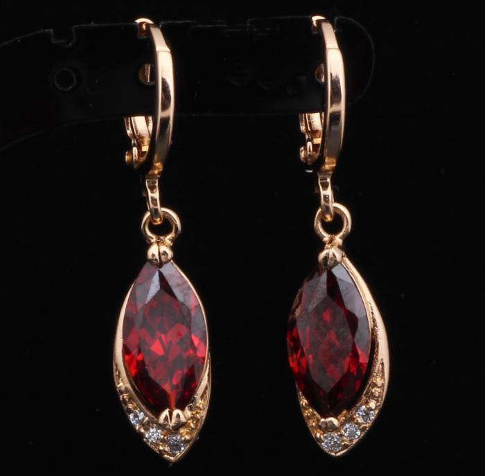 Local Stock, 18K RGP 6ct garnet and Zircon crystal Designer earrings