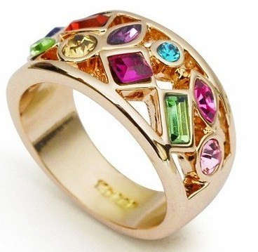 Local Stock, 18K RGP Gorgeous Genuine austrian crystal ring with AAA quality crystals