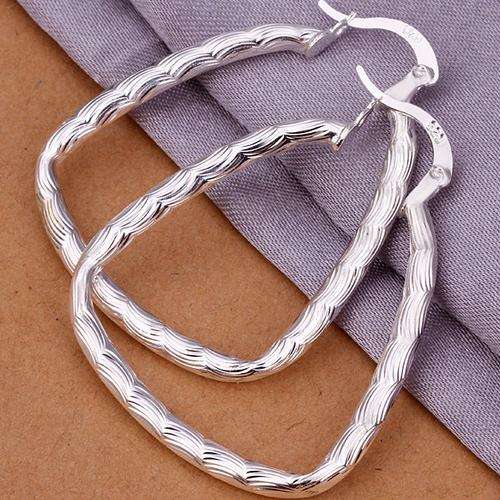 Crazy 2 for 1 special, 2 pairs 925 sterling silver stamped filled Hoop earrings, Triangle and Oval