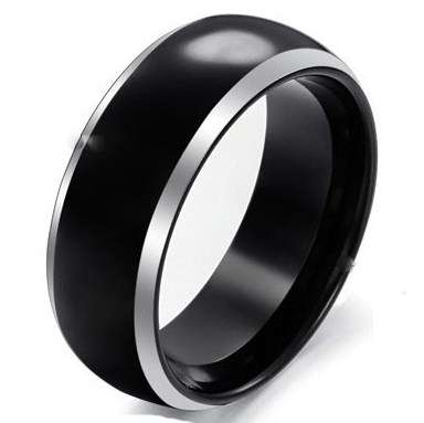 Genuine Men's Tungsten Carbide Ring with black design, Elegant and Stylish Wedding band