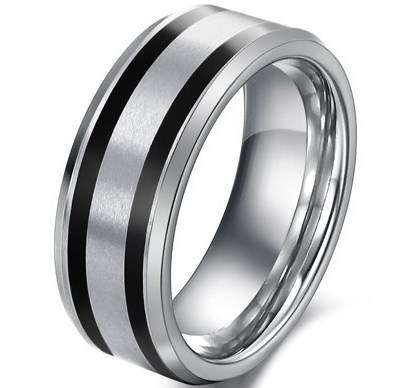 Genuine mens Tungston Carbide ring with elegant finish and shaped for comfort, Wedding band