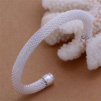 New 925 Sterling silver filled Stunning ladies mesh cuff bangle, option to add the matching necklace