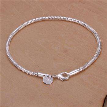 New 925 Sterling silver filled stamped Pandora style snake bracelet, 3mm wide, Option for Necklace