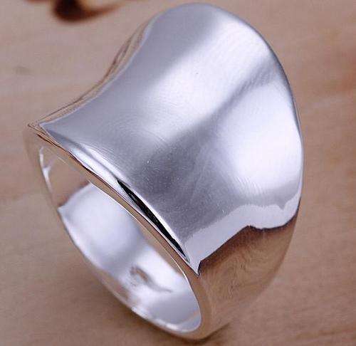 *Local Stock* New 925 sterling silver filled Grooved Wave design chunky ladies ring