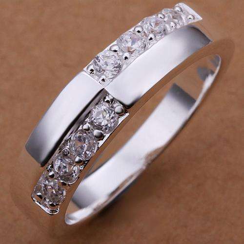 New 925 sterling silver filled stamped ladies Crystal Engagement style ring with AAA Crystals