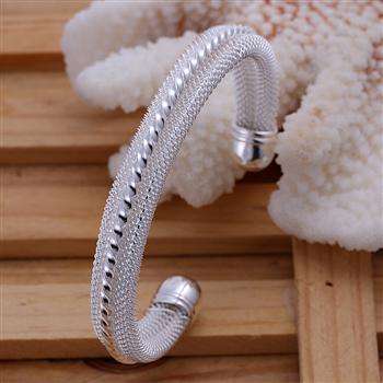 New 925 Sterling silver filled Stamped Twist double linked Bangle