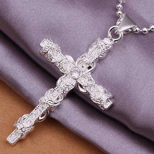 New 925 Sterling silver filled Cross pendant with FREE chain and AAA genuine Austrian Crystals