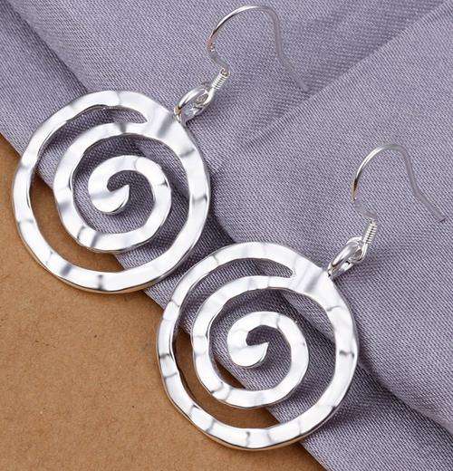 New 925 Sterling Silver filled ladies twirl design dangle earrings, Classy and Sophisticated