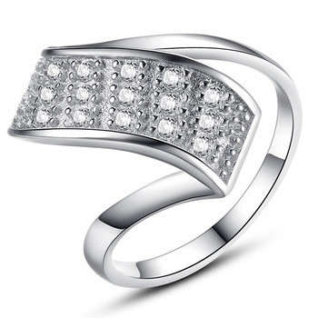 New 18K RGP white gold ladies Microset ring with AAA quality CZ, Engagement style