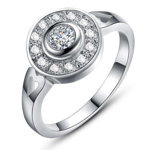 Local stock, New 18K RGP white gold ladies 1.5ct crystal engagement style ring,