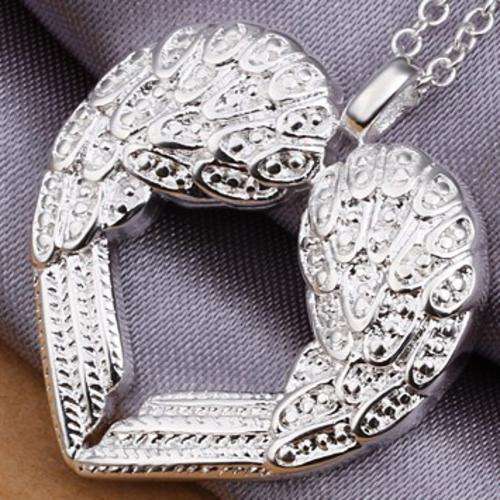 New 925 Sterling silver filled Angel wing pendant with detail work and FREE chain included
