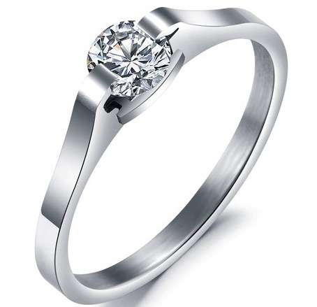 Local Stock, Genuine solid stainless steel 1ct engagement style ring with Genuine Austrian crystal