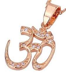 New 18K RGP rose gold Ohm\Aum pendant with Genuine Austrian crystals and FREE chain