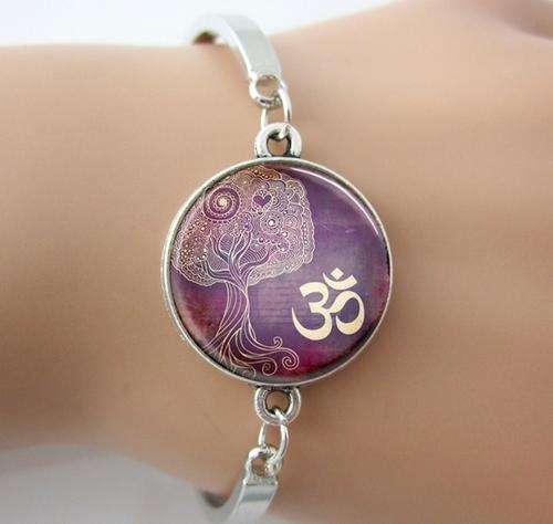 New 925 silver plated, Ohm\Aum bracelet bangle, tree of life design, Meditation
