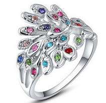 18K RGP white gold ladies Phoenix ring with colored AAA genuine Austrian crystals