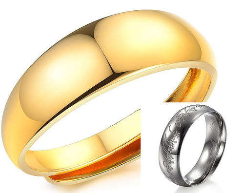 Crazy 2 for 1 Special 2 x Mens rings, Stainless steel and 18K RGP, lord of rings style dont miss out