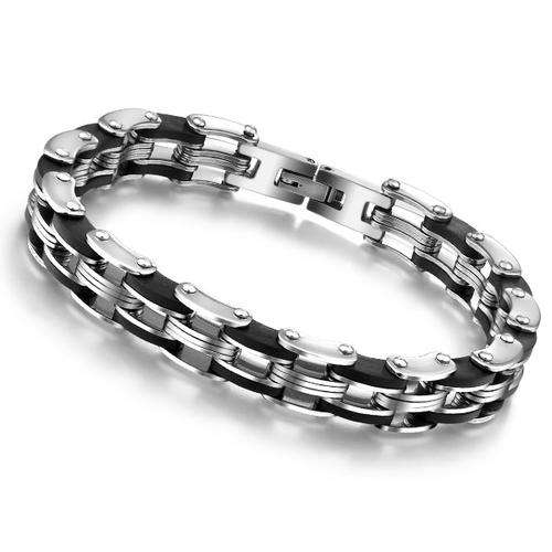 Local stock, New Genuine stainless steel and sillicon mens bracelet 12mm wide
