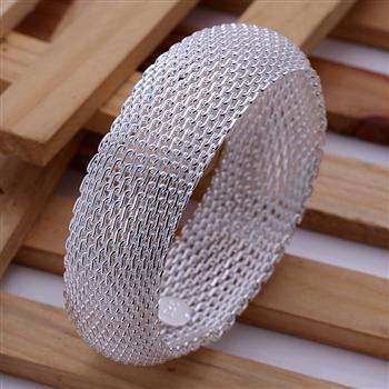 Local stock, New 925 Sterling silver filled stamped mesh weave bangle +- 6cm diameter