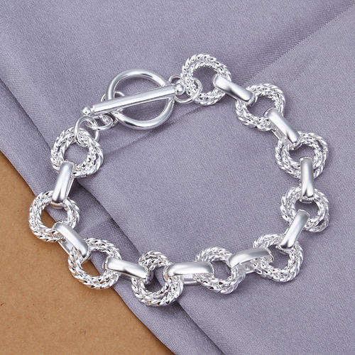Local stock, New 925 sterling silver filled Ladies triple linked circles bracelet