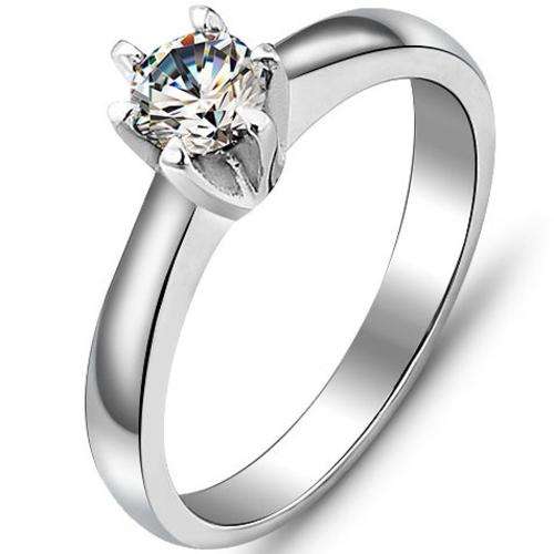 New Genuine Stainless steel Ladies princess ring, Engagement style with 1ct Genuine Austrian Crystal