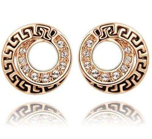New 18K RGP in rose gold, Ladies Genuine Austrian crystal stud earrings