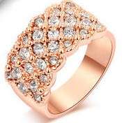 18K RGP rose gold multi row ladies ring with AAA Genuine Austrian Crystals