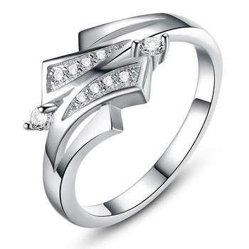 New 18K RGP white gold ladies Engagement style microset ring with AAA quality CZ