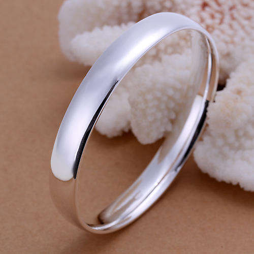 New 925 Sterling silver filled stamped ladies plain design bangle