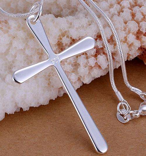 New 925 Sterling Silver filled Stamped Cross with FREE snake chain