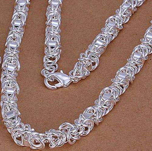 New 925 Sterling silver filled stamped interlink design Necklace