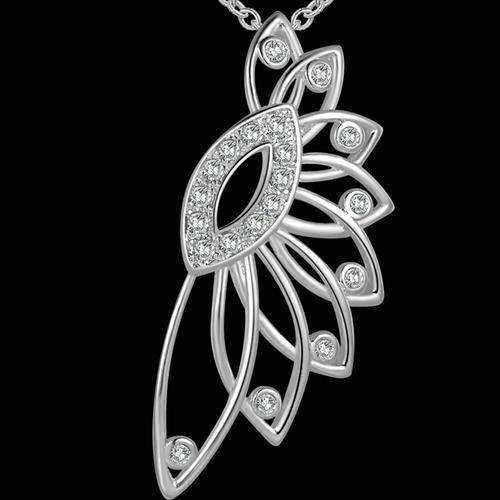 New 925 sterling silver filled intricate design pendant with Genuine Austrian crystals + FREE chain