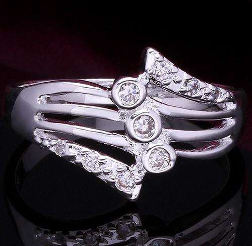 New 925 sterling silver filled stamped Multi row Engagement style ring with Genuine Austrian crystal