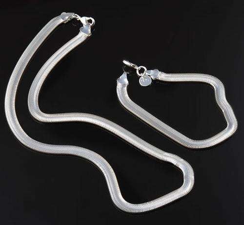925 Sterling Silver Filled Necklace & Bracelet Set