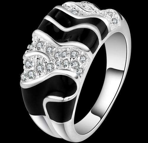 New 925 Sterling silver filled stamped Zebra style ring with Genuine Austrian crystals
