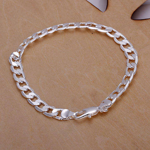 New 925 Sterling silver filled Plain style chain bracelet +- 5mm wide