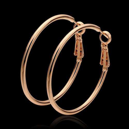 New 18K RGP rose gold Ladies Hoop earrings +- 35mm