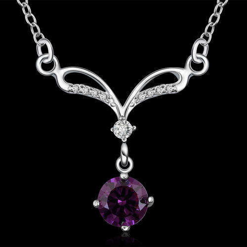 New 925 Sterling silver filled Drape design Pendant \ Necklace adorned with Austrian crystals