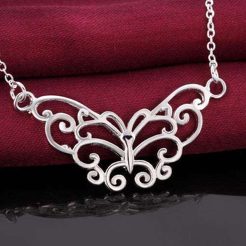 New 925 Sterling silver filled Filigree Butterfly style necklace with chain included