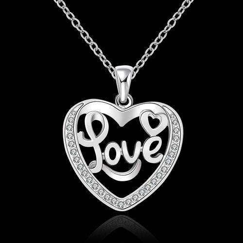 New 925 Sterling silver filled Heart love pendant with Genuine Austrian crystals and FREE Chain