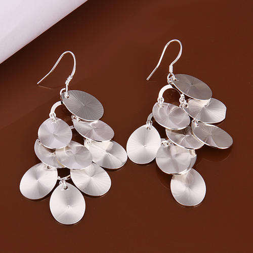New 925 sterling silver filled stamped Multi tier oval design ladies Dangle earrings