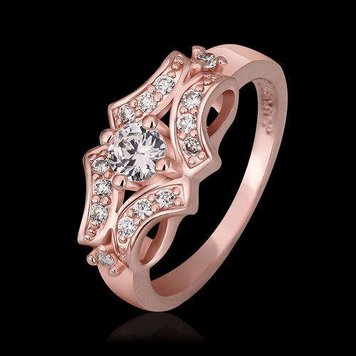 New 18K RGP in rose gold ladies stunning engagement style ring with Genuine Austrian Crystals