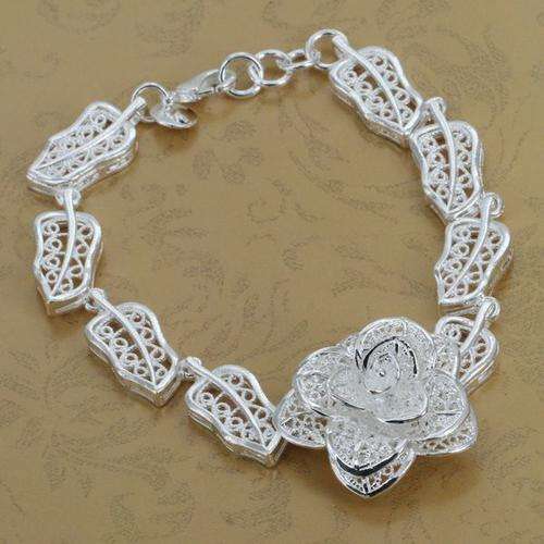 New 925 sterling silver filled Rose intricate bracelet with option for matching ring