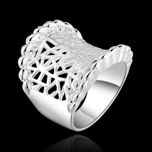 New 925 sterling silver filled stamped Chunky ladies web style ring