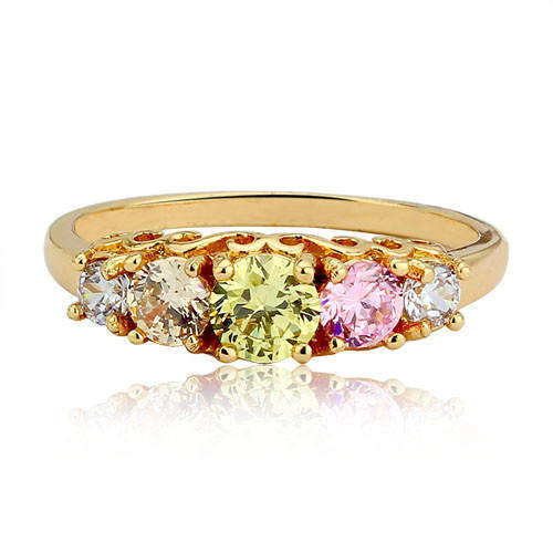 18KRGP Ring with Multi Colored CZ