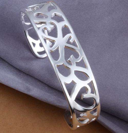 New 925 Sterling silver filled stamped Filigree style ladies cuff bangle