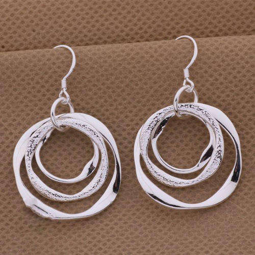 New 925 Sterling silver filled Stamped multi tier wave style dangle earrings