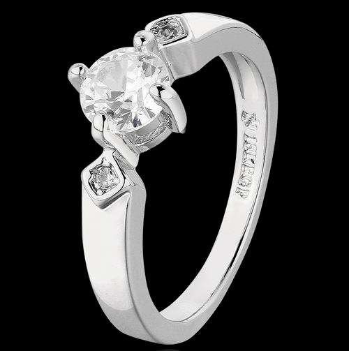 New 18K RGP in white gold, Ladies engagement style ring with 1ct Genuine Austrian crystals