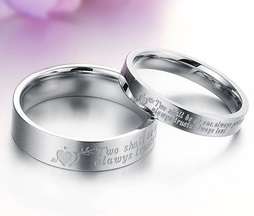 Crazy 2 for 1 special, 2 x stainless steel couples rings,"two shall be as one" inscription