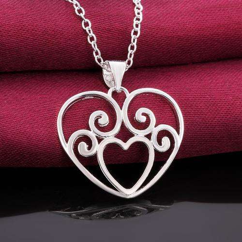 New 925 Sterling silver filled filigree style heart pendant with FREE chain