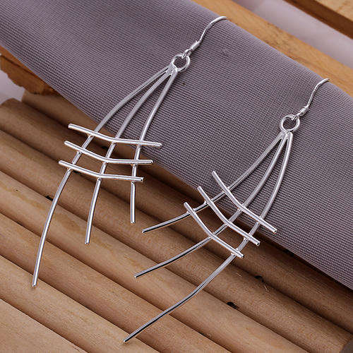 New 925 sterling silver filled Ladies crossover design dangle earrings